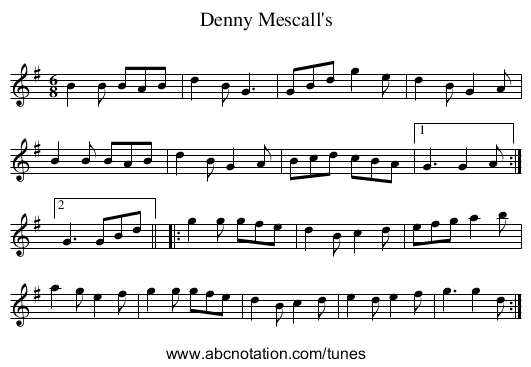 Denny Mescall's - staff notation