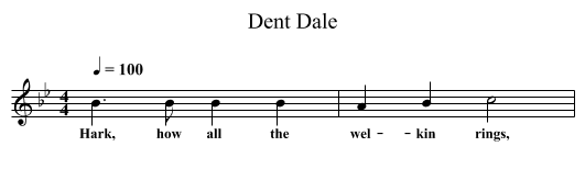 Dent Dale - staff notation