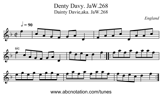 Denty Davy. JaW.268 - staff notation