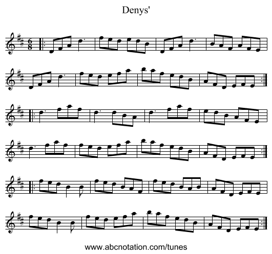 Denys' - staff notation