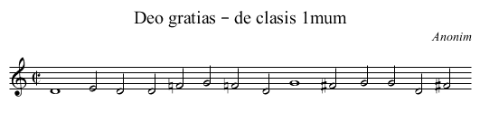 Deo gratias – de clasis 1mum - staff notation