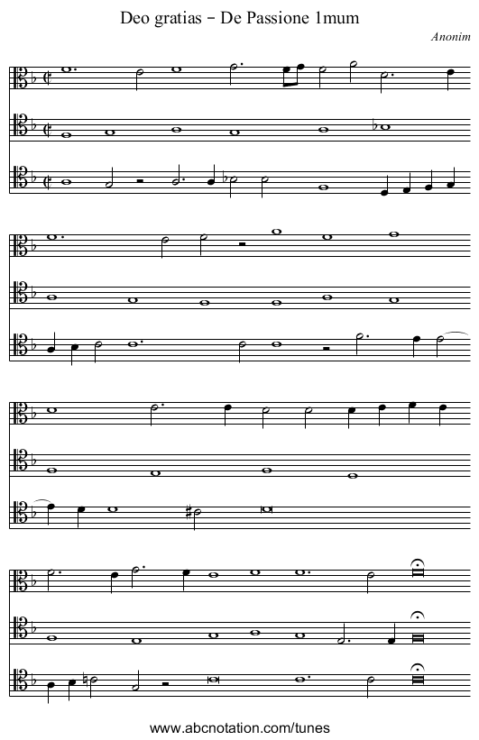 Deo gratias – De Passione 1mum - staff notation