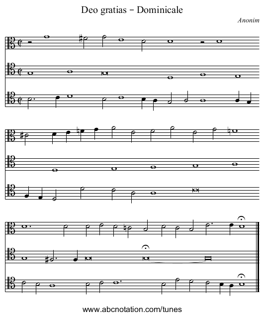 Deo gratias – Dominicale - staff notation