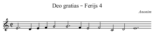 Deo gratias – Ferijs 4 - staff notation