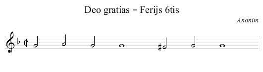 Deo gratias – Ferijs 6tis - staff notation