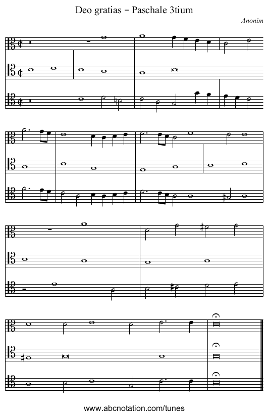 Deo gratias – Paschale 3tium - staff notation