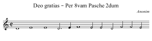 Deo gratias – Per 8vam Pasche 2dum - staff notation