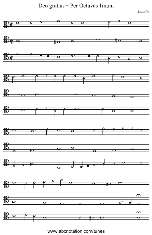 Deo gratias – Per Octavas 1mum - staff notation