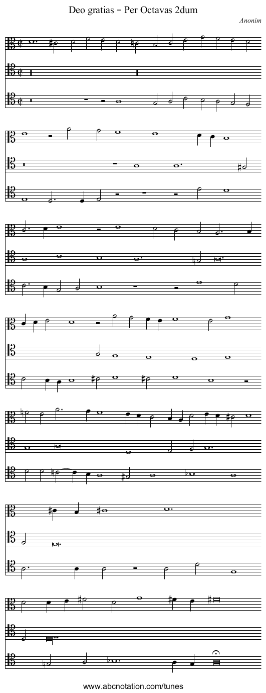 Deo gratias – Per Octavas 2dum - staff notation