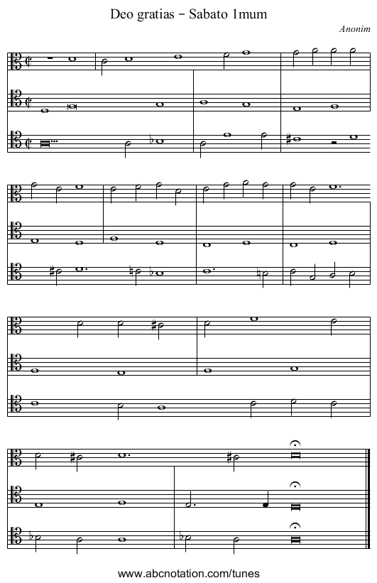 Deo gratias – Sabato 1mum - staff notation