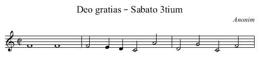 Deo gratias – Sabato 3tium - staff notation