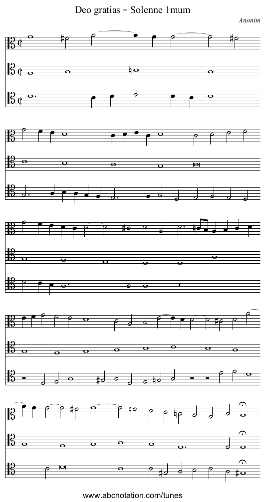 Deo gratias – Solenne 1mum - staff notation