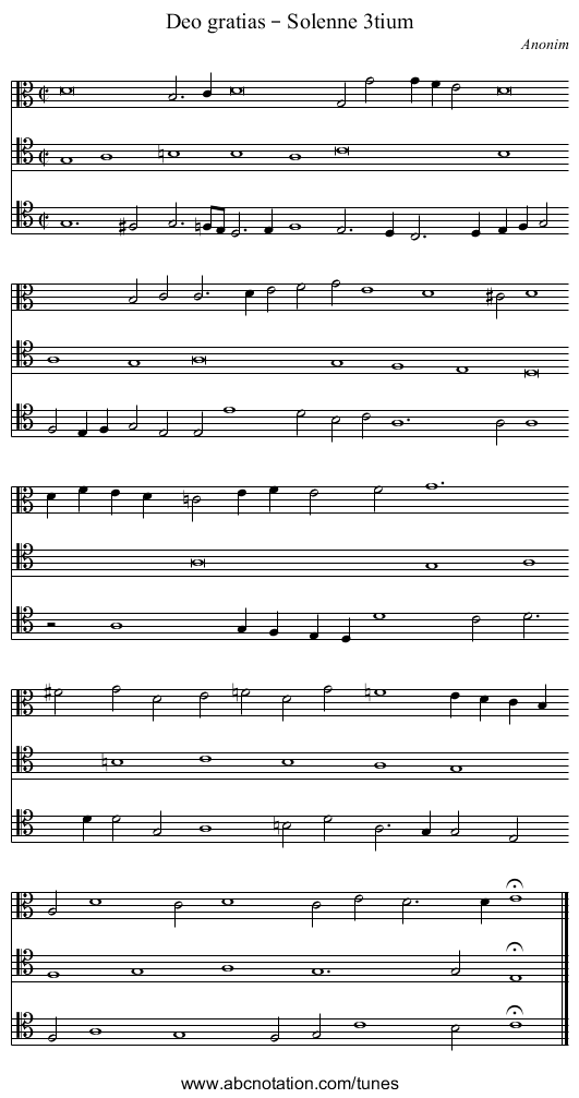 Deo gratias – Solenne 3tium - staff notation