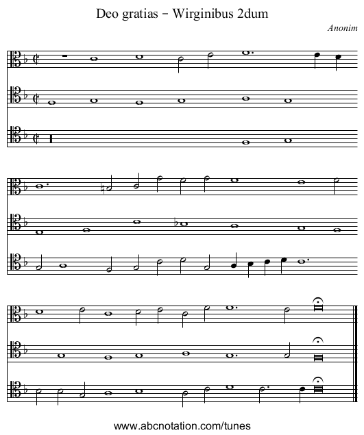 Deo gratias – Wirginibus 2dum - staff notation