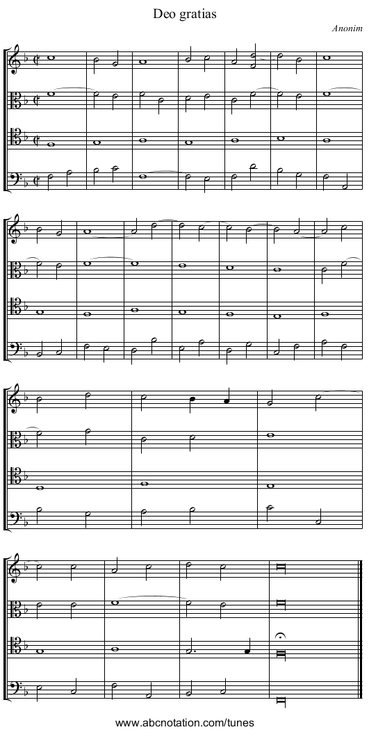 Deo gratias - staff notation