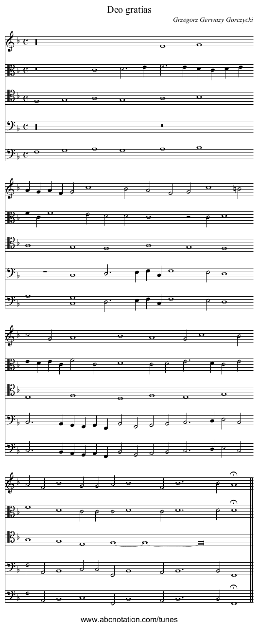 Deo gratias - staff notation