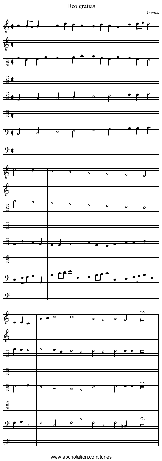 Deo gratias - staff notation