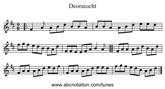 Deoraiocht - staff notation