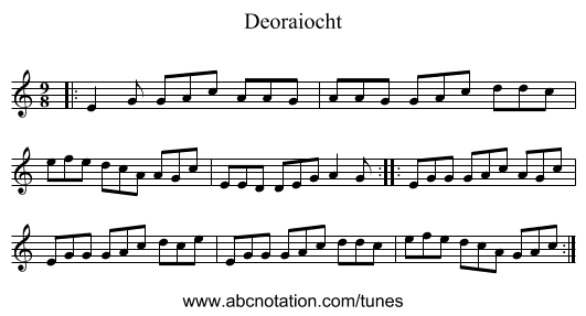 Deoraiocht - staff notation