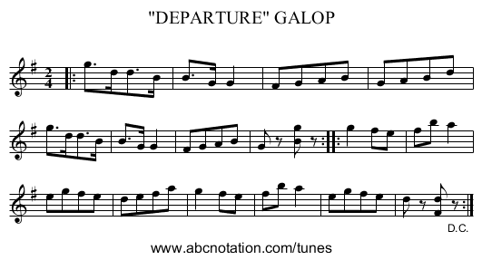 DEPARTURE GALOP - staff notation