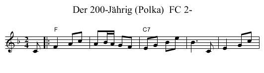 Der 200-J&auml;hrig (Polka)  FC 2- - staff notation