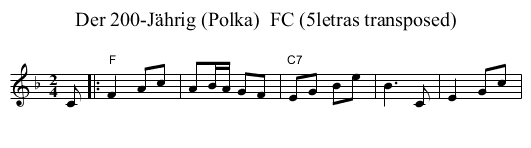 Der 200-J&auml;hrig (Polka)  FC (5letras transposed) - staff notation