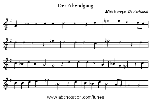 Der Abendgang - staff notation