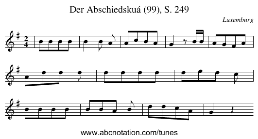 Der Abschiedskuá (99), S. 249 - staff notation