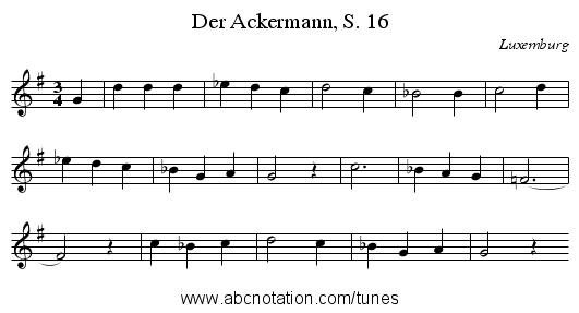 Der Ackermann, S. 16 - staff notation