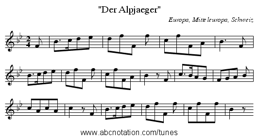 Der Alpjaeger - staff notation
