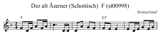 Der alt Ãœrner (Schottisch)  F (st00998) - staff notation