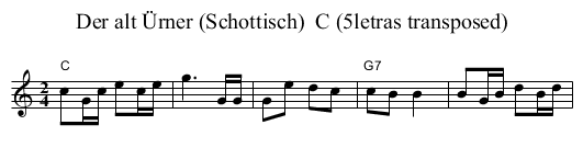 Der alt &Uuml;rner (Schottisch)  C (5letras transposed) - staff notation