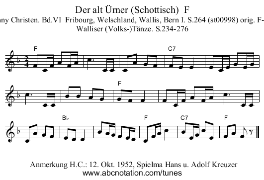 Der alt &Uuml;rner (Schottisch)  F - staff notation