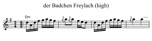 der Badchen Freylach (high) - staff notation