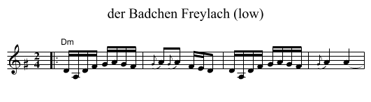 der Badchen Freylach (low) - staff notation