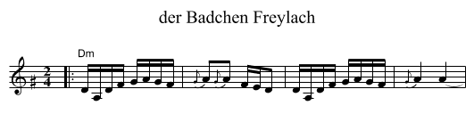 der Badchen Freylach - staff notation