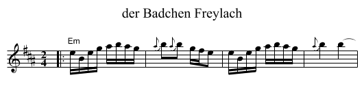 der Badchen Freylach - staff notation