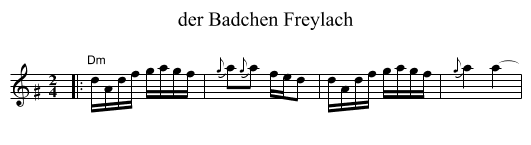 der Badchen Freylach - staff notation