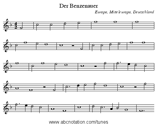 Der Benzenauer - staff notation