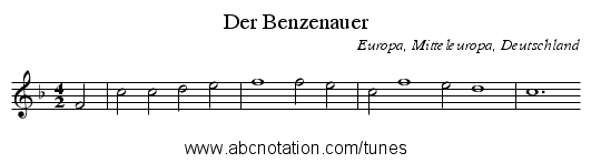 Der Benzenauer - staff notation