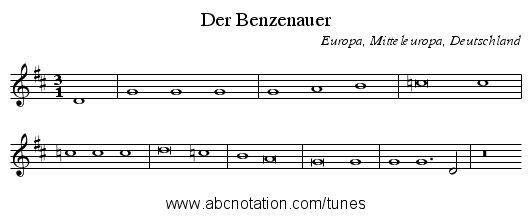 Der Benzenauer - staff notation