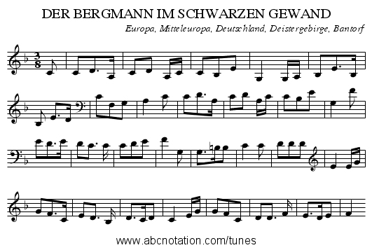 DER BERGMANN IM SCHWARZEN GEWAND - staff notation
