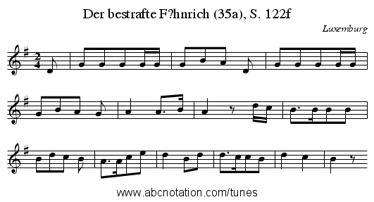 Der bestrafte F?hnrich (35a), S. 122f - staff notation