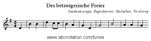 Der betruegerische Freier - staff notation