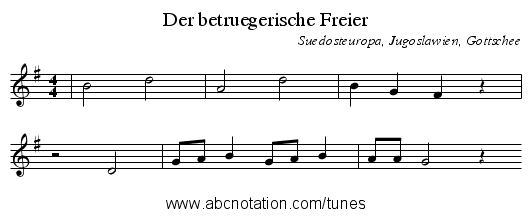 Der betruegerische Freier - staff notation