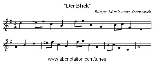 Der Blick - staff notation