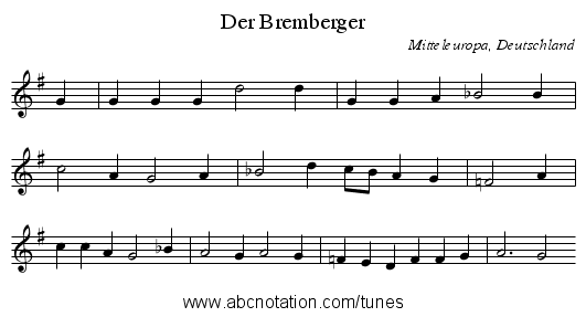 Der Bremberger - staff notation