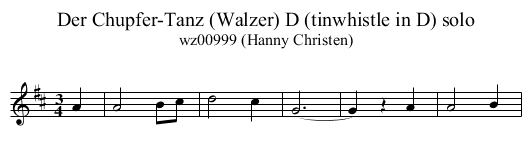 Der Chupfer-Tanz (Walzer) D (tinwhistle in D) solo - staff notation