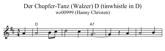Der Chupfer-Tanz (Walzer) D (tinwhistle in D) - staff notation