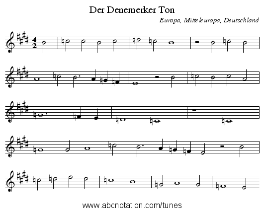 Der Denemerker Ton - staff notation